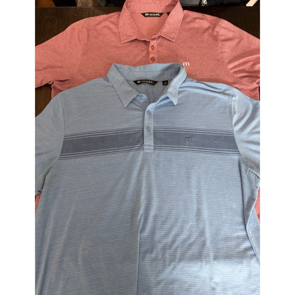 Travis Mathew Striped Short Sleeve Golf Men Polo Shirt XL Pima Cotton LOT OF 2
